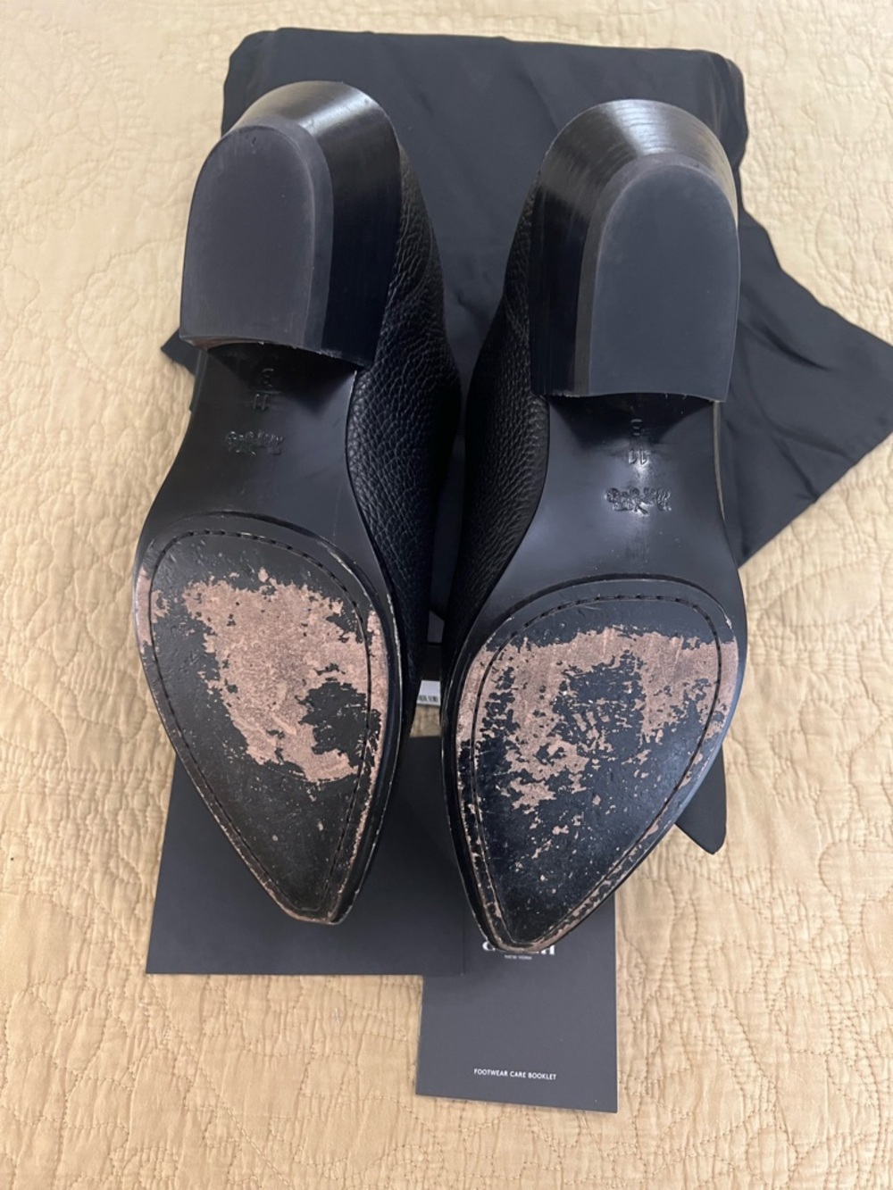 Coach womens cowboy Black booties in Pebbled Leather Front-Zip worn only 1 time - Picture 7 of 8